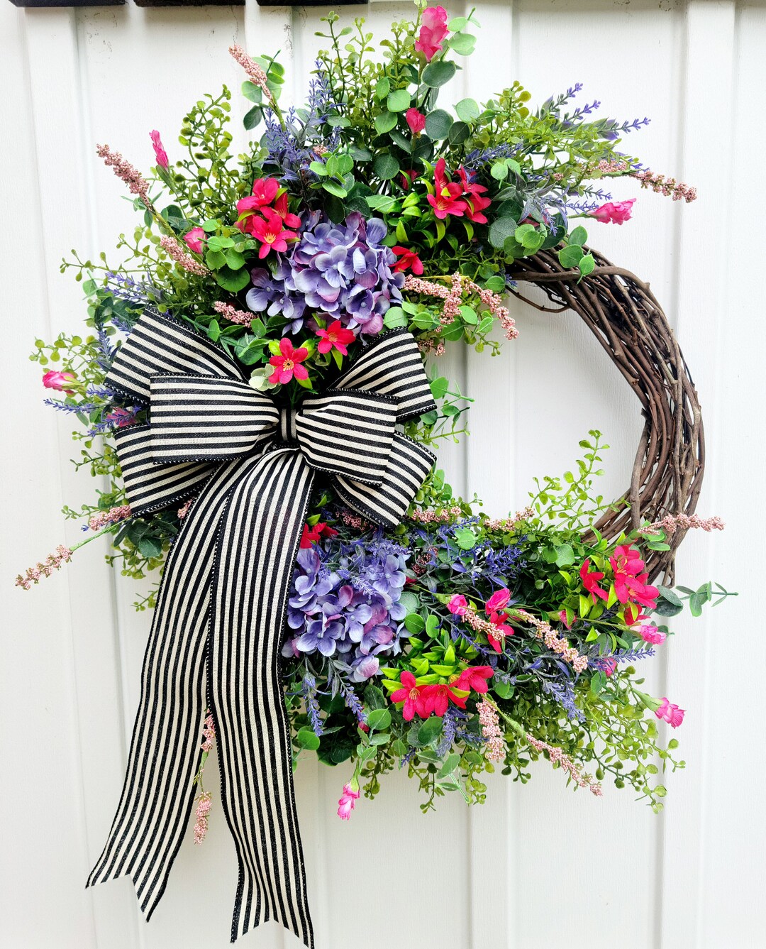 Summer Garden Front Door Wreath, Summer Wreaths, Hydrangea Wreath ...