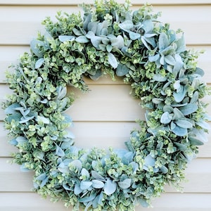 Lamb&#39;s Ear and Eucalyptus Wreath: Farmhouse Greenery Door Decor