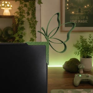 Minimalist Butterfly Monitor Set | Decor for Gamers Streamers | PC Gaming Accessories | Cute Desk Setup| Screen Topper | Monitor Accessory