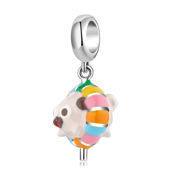 Wow Charms 925 Sterling Silver | Charms Colorful Lollipop Pug Enamel Jewelry Pendant | Charm fit for Pandora Bracelet Gifts for Girlfriend.