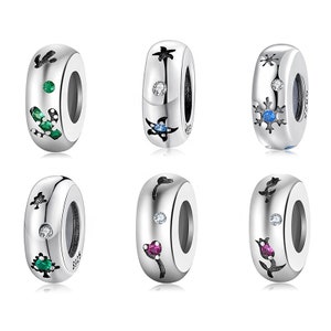 Wow Charms 925 Sterling Silver | Charms Spacer Stopper Christmas Tree Flowers Zircon Beads | Charms fit for Pandora bracelets.