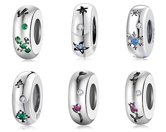 Wow Charms 925 Sterling Silver | Charms Spacer Stopper Christmas Tree Flowers Zircon Beads | Charms fit for Pandora bracelets.