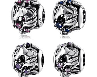 Wow Charms 925 Sterling Silver Charms Colorful Unicorn Enamel Beads. Charms fit for Pandora Bracelets.