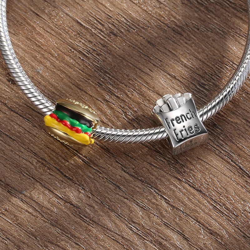 Pandora burger shop and fries charm