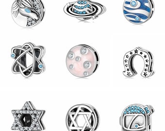 Wow Charms 925 Sterling Silver | Reflection Clips Unicorn Planet Zircon Stone Beads | Charms Reflection fit for Pandora Bracelets.