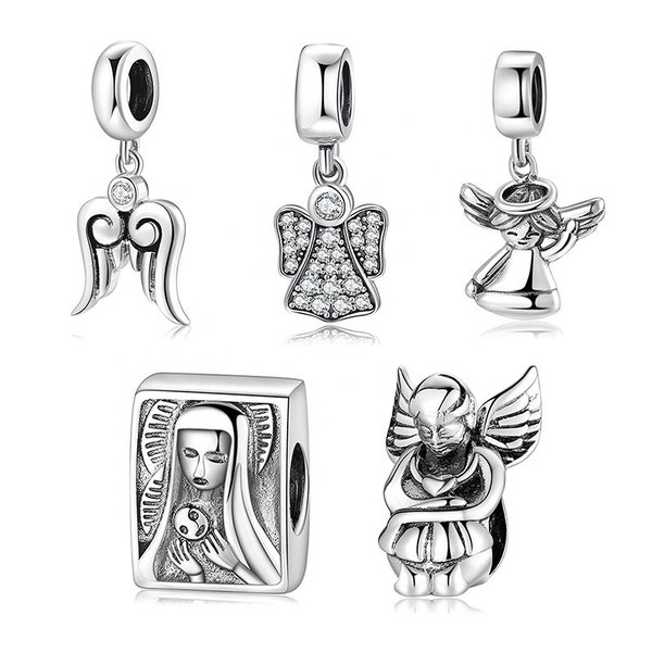 Wow Charms 925 Sterling Silver Charms Angel Feathers Wings Pendants Beads. Charms fit for Pandora Bracelets.