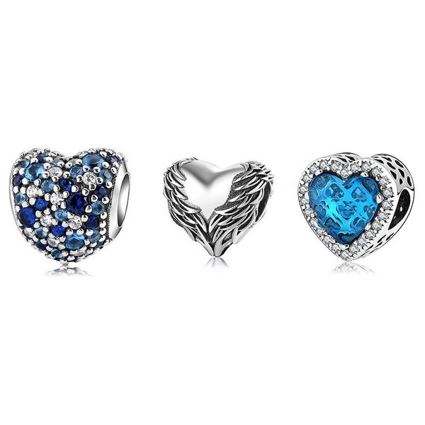 Wow Charms 925 Sterling Silver Charms Angel Wings Flying Love Wing of Angels Heart Beads Pendants. Charms fit for Pandora Bracelets.
