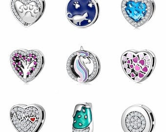 Wow Charms 925 Sterling Silver | Reflection Clips Tree of Life Heart Unicorn Cat Ice Cream | Charms Reflection fit for Pandora Bracelets.