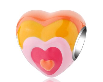 Wow Charms 925 Sterling Silver | Charm Bracelet Rainbow Heart Women Gift Enamel Beads | Charms fit for Pandora bracelets.