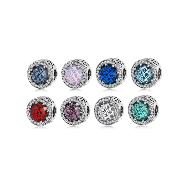 Wow Charms 925 Sterling Silver | Charms Radiant Crystal Zircon 10 Colors Beads | Charms fit for Pandora Bracelets.