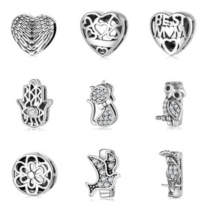 Wow Charms 925 Sterling Silver | Reflection Clips Animals Parrot Cat Heart Best MOM Beads | Charms Reflection fit for Pandora Bracelets.