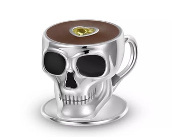 Wow Charms 925 Sterling Silver | Charms Bracelets Skull Coffee Cup Zircon | Charms fit for Pandora Bracelet Gifts for Girlfriend Women New.
