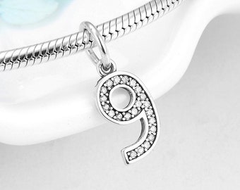 Wow Charms 925 Sterling Silver Charms Number 0-9 Zircon Stone Pendants Beads. Charms fit for Pandora bracelets.