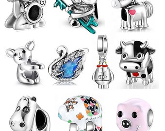 Wow Charms 925 Sterling Silver | Charms Horse Foal Pig Camel Bear Enamel Animals Beads | Charms fit for Pandora Bracelets.