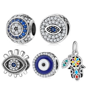 Wow Charms 925 Sterling Silver | Charms Evil Blue Eye Enamel Zircon Beads | Charms fit for Pandora Bracelet Gifts for Women Girlfriend Wife.