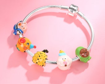 Wow Charms 925 Sterling Silver Duck Clown Piglet Avocado Pumpkin Enamel Beads. Charms fit for Pandora Bracelets.