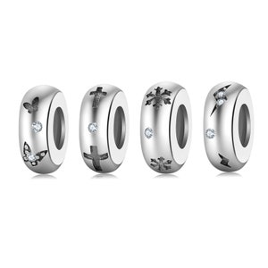 Wow Charms 925 Sterling Silver | Charms Stoppers Butterfly Cat Footprints Zircon Spacer Stopper Beads | Charms fit for Pandora bracelets.
