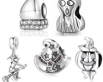 Wow Charms 925 Sterling Silver Charms Fairy Tale Magical Witch with Broom Pendants Beads. Charms fit for Pandora bracelets.