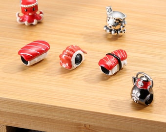 Wow Charms 925 Sterling Silver Chams Delicious Seafood Sushi Octopus Teapot Beads. Charms fit for Pandora Bracelets.