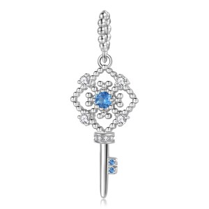 Wow Charms 925 Sterling Silver | Charms Key Pendant & Zircon for Charm Bracelet Necklace | Charms fit for Pandora Bracelet Gifts for Women.