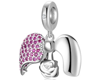 Wow Charms 925 Sterling Silver | Charm JUST YOU Love Rose Heart | Charms fit for Pandora Bracelet Valentine's Day Gifts for Girlfriend Women