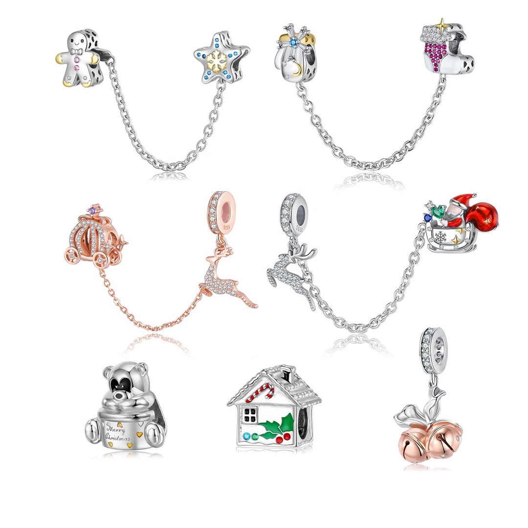 Wow Charms 925 Sterling Silver Charms Christmas Bear Candy House