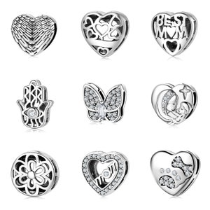 Wow Charms 925 Sterling Silver | Reflection Clips Butterfly Heart Best Mom Mother Gift Beads | Charms Reflection fit for Pandora Bracelets.
