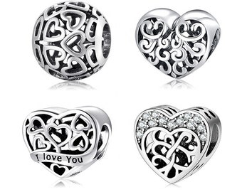 Wow Charms 925 Sterling Silver Charms Love Heart I Love You Pendants Beads. Charms fit for Pandora bracelets.