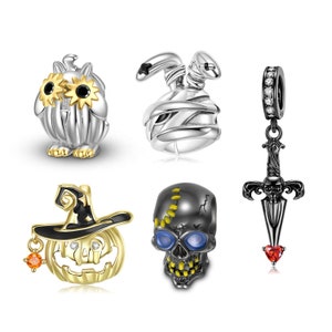 Wow Charms 925 Sterling Silver | Charms Magic Pumpkin Skull Pendant | Charms fit for Pandora Bracelet Halloween Gift for Women New.