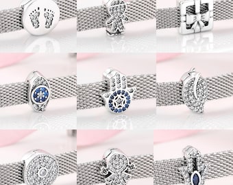 Wow Charms 925 Sterling Silver | Reflection Clips Boy Girl Fatima Hand Blue Eye Zircon Beads | Charms Reflection fit for Pandora Bracelets.