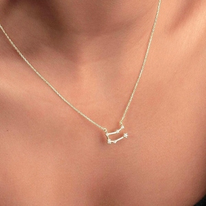 Christmas Zodiac Necklace • Personalized Horoscope Jewelry • Dainty Constellation Pendant Gift for Her • Silver Gold Astrology