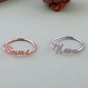 Custom Name Ring in Sterling Silver, Promise Ring, Bridesmaids Jewelry, Personalized Jewelry, Dainty Name Ring, Christmas Gift, Mother Gift