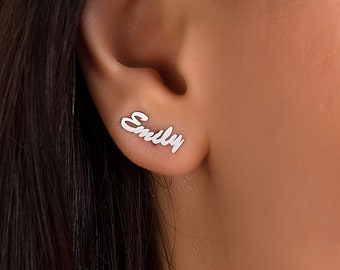 Buy Custom Name Sterling Silver Earrings: Personalized Initial