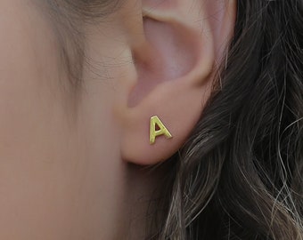 PAIR Initial Silver Earring, Custom Gold Letter Studs, Personalized Jewellery, Perfect gift for her, Earring Gift for Kids, Mother gift