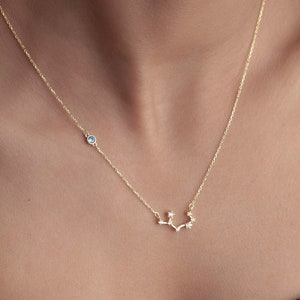 Zodiac necklace with birthstone, Constellation necklace, Scorpio, Sagittarius, Libra Zodiac Jewelry, Gift for women, her, wife, Mother