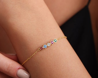 Dainty Family Birthstone Bracelet for your lover, Birthday Gift for Mum, Mother Day Gift, Gemstone Friendship Bracelet, Grandma Bracelet