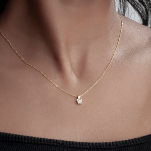 925 Silver Diamond Pendant Necklace, Dainty Gold Necklace, Bridesmaid, Birthday Gift for Her, Women, Wedding Jewelry, Mothers Day Gift