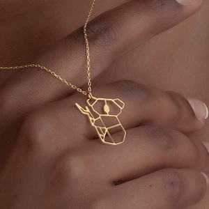 Origami Koala Necklace, 925 Silver Gold Rose Gold Animal Necklace, Gift for Her, Gift for Kids, Mother Gift, Dainty Necklace, Birthday Gift