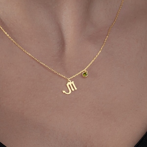 Custom Silver Zodiac Necklace, Birthstone Necklace for Mother Gift, Star Sign Pendant for Her, Personalised Horoscope, Virgo, Libra Necklace