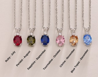 Diamond Cut Birthstone ketting voor haar, gouden Vermeil fijne sieraden, Moederdag cadeau, aangepaste edelsteen hanger voor verjaardagscadeau