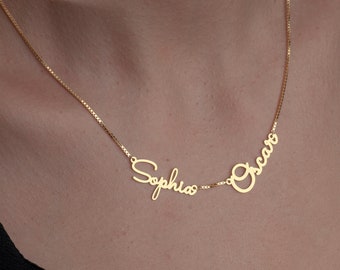 Dainty Custom Gold Name Script Necklace with Box Chain, Paperclip Chain, Curb Chain, Personalised Mother Gift, Mothers gift, Christmas Gift