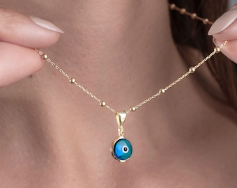 Collana con ciondolo in argento sterling con occhio blu maligno: portafortuna