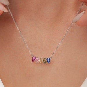 Family Birthstone Necklace for Mother, Personalized Gemstone Jewelry, Perfect gift for Her, Birthday Gift for Her, Grandma, Mother Day Gift