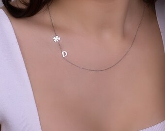 Sideways Initial Necklace Silver Etsy