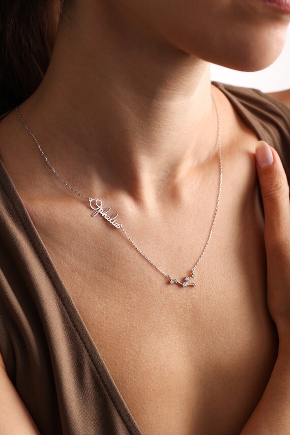 Collana costellazione oro rosa, gioielli costellazione, collana zodiacale, regalo zodiacale personalizzato, gioielli zodiacali, segno zodiacale regalo di Natale - Italia