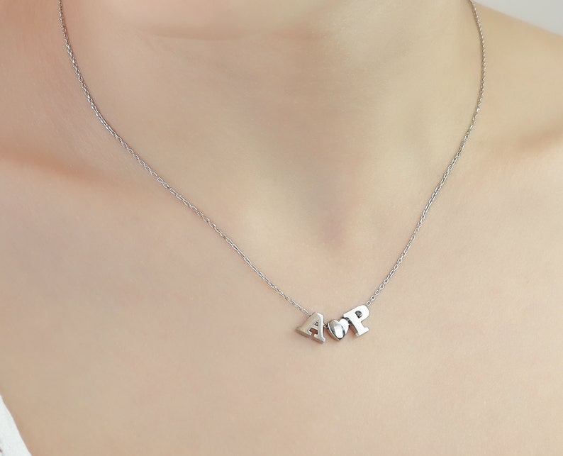 Sterling Silver Initial Necklace Letter Necklace Small Etsy