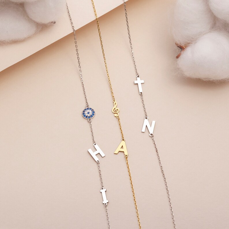 evil eye initial necklace, silver letter necklace, silver initial necklace, solid gold necklace, minimalist necklace, dainty necklace, personalized gift for mom, gift for her, personalized birthday gift, heart necklace, Christmas gift