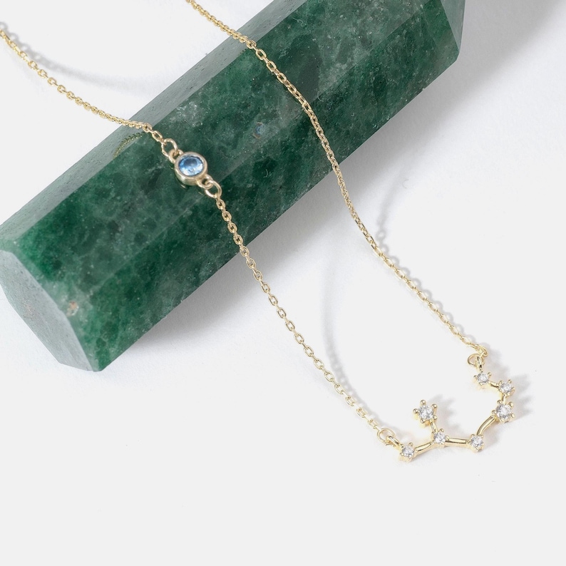 Zodiac Necklace with Birthstone & Icon, Constellation necklace, Leo necklace, Virgo, Libra Zodiac Jewelry, Gift for women, Mother gift, Gift for her, Gift for women, Grandma Gift, Gift for sister, Christmas gift