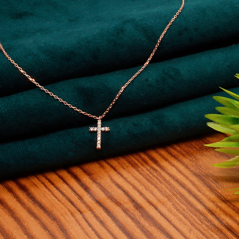 Mothers Day Gift, Cross Pendant Necklace, Cyrstal cross necklace, zirconia cross, dainty cross necklace, silver cross necklace, rose gold cross necklace, Christmas day gift, religious necklace, solid gold cross, cross jewellery, minimalist cross