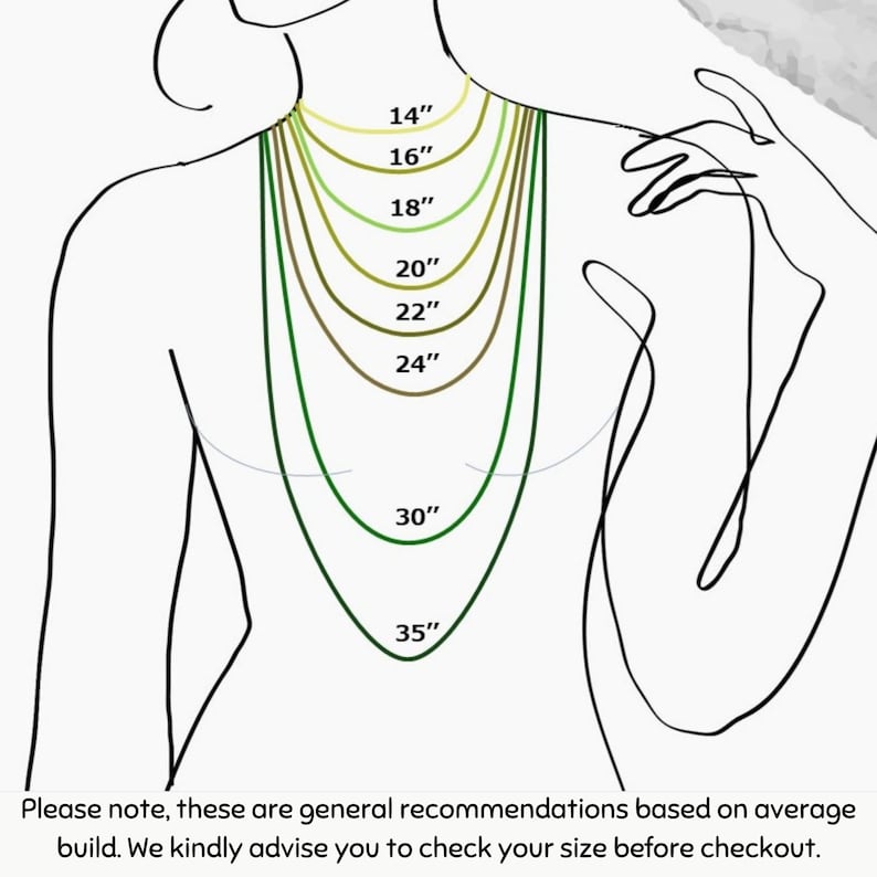 necklace size chart, Lotus Jewellery by Esra